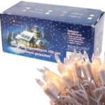 Kurtyna świetlna Śnieżynki 100 lampek z dodatkowym gniazdem, 6,5m, na baterie, do użytku zewnętrznego