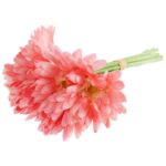 Bukiet 7 gerber na gumowanych łodygach w kolorze jasno różowym - obrazek 3