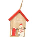 Domek z bałwankiem - Zawieszka drewniana - obrazek 2