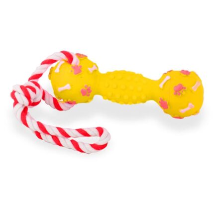 Piszczący Gryzak dla Psa na Sznurku Żółty - Wytrzymały i Bezpieczny