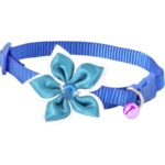 Obroża turkusowa z kwiatkiem i dzwoneczkiem - obrazek 2