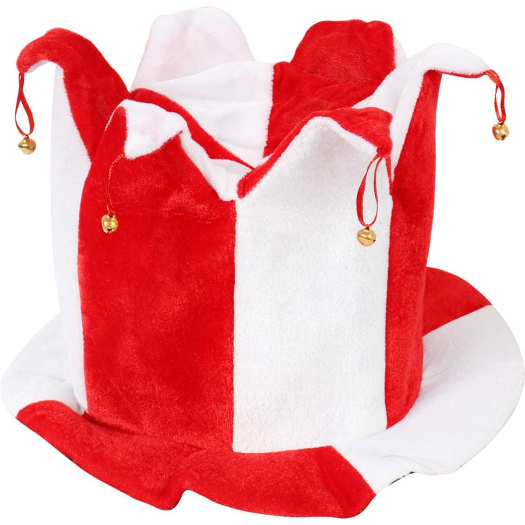 H-165 Czapka-cylinder z dzwonkami Kibic Polski Biało-Czerwona. - obrazek 1