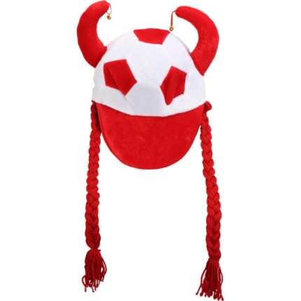 Czapka Kibica Polski z Warkoczami w Kolorach Biało-Czerwonym