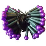 Komplet 100 Fioletowych Lamp Choinkowych-Kulek na Zielonym Kablu, 220V-240V, 6m Długość, Zasilanie Sieciowe