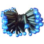 Niebieskie Lampki Choinkowe - Kulki Perłowe 100L na Zielonym Kablu, 6m, 220V-240V, Do Użycia Wewnątrz