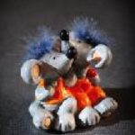 Ceramiczne Figurki Myszek z Puchowymi Czuprynami