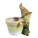 Ceramiczna Osłonka na Doniczkę ze Strachem na Wróble