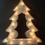 Choinka Świetlna Dekoracyjna z 20 Lampkami, Biała, 30x27cm, Zasilanie Sieciowe