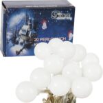 Perłowe Kulki Lampki Choinkowe 20 LED - Ciepły Biały Kolor - Wysokiej Jakości Zasilanie Sieciowe - GOLIAT