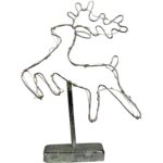 Metalowy Renifer z 20 LED światłami na baterie w kolorze ciepłym białym, 25x40 cm - obrazek 2