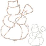 Biała Dekoracja Świetlna w Kształcie BAŁWANA z 50 Lampkami – Zasilanie Sieciowe