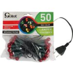 Czerwone Lampki-Perły Choinkowe 50L na Zielonym Kablu, 220-240V, Długość 2,7m - obrazek 2