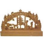 Świecznik Drewniany LED w Kształcie Szopki Bożonarodzeniowej