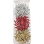 Zestaw 3 Brokatowych Zawieszek na Choinkę w Kształcie Śnieżynek - Multikolor, Plastikowe, 9 cm - obrazek 2