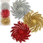 Zestaw 3 Brokatowych Zawieszek na Choinkę w Kształcie Śnieżynek - Multikolor, Plastikowe, 9 cm