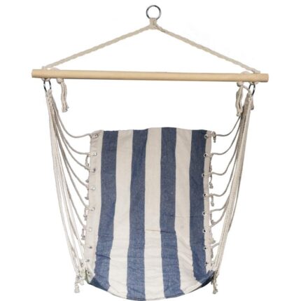 Hamak-Krzesło Brazylijskie Goliat w Odcieniach Granatu i Bieli do Ogrodu, Balkonu i Wnętrz