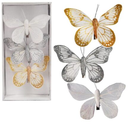 Komplet 3 motyli na klamerce 10 cm
