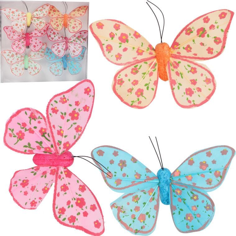 HBE-1333-1-6 Komplet 6 motyli na klamerce 7 cm - obrazek 1