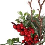 PIK GAŁĄZKA  ozdobna  z jarzębiną, szyszką i bluszczem 30 CM czerwona - obrazek 2