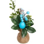 Wielkanocna Dekoracja Stołu z Jajkiem - Niebieska Kompozycja Świąteczna Wysokość 27cm
