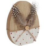 Drewniane Jajko Wielkanocne na Stojaku 12cm - Dekoracja Świąteczna - obrazek 2