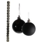 Komplet 16 Czarnych Bombek Plastikowych - Mix Mat i Połysk - w Tubie, 6 cm