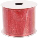 Wstążka dekoracyjna 7 cm na szpuli czerwona - obrazek 2