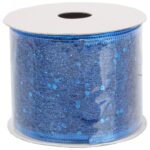 Wstążka dekoracyjna 7 cm na szpuli niebieska - obrazek 2