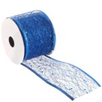 Wstążka dekoracyjna 7 cm na szpuli niebieska