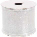 Wstążka dekoracyjna 7 cm na szpuli srebrna - obrazek 2