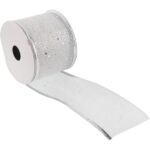 Wstążka dekoracyjna 7 cm na szpuli srebrna