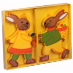 Zawieszki Wiosenne Zajączki Drewniane, 2 Sztuki, 7cm, Kolor Pomarańczowy - obrazek 2