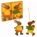 Zawieszki Wiosenne Zajączki Drewniane, 2 Sztuki, 7cm, Kolor Pomarańczowy