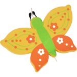 Girlanda Wiosenna z Pomarańczowymi Motylkami i Kwiatami - Zawieszka Drewniana 120cm - obrazek 2