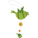 Zawieszka Dekoracyjna - Zielony Ptak z Drewna Wiosenny