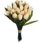 Sztuczny Bukiet 18 Białych Tulipanów - Dekoracja Wyglądająca jak Żywe Kwiaty, Wysokość 33 cm - obrazek 2