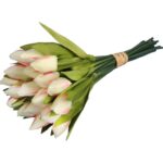 Sztuczny Bukiet 18 Białych Tulipanów - Dekoracja Wyglądająca jak Żywe Kwiaty, Wysokość 33 cm - obrazek 3