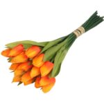 Sztuczny Bukiet 18 Pomarańczowych Tulipanów - Dekoracja o Wiarygodnym Wyglądzie - obrazek 3