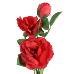 Sztuczna Gałązka Kamelii w kolorze czerwonym - Dekoracja o Wysokości 54 cm - obrazek 2