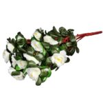 Bukiet Sztucznych Białych Róż z 5 Gałązek - Dekoracja Wyglądająca jak Żywe Kwiaty, Wysokość 42 cm - obrazek 2