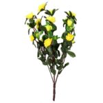 Bukiet 5 Gałązek z Żółtymi Miniaturkami Róż - Dekoracja Sztuczna o Realistycznym Wyglądzie