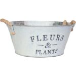 Okrągła, Metalowa Osłonka do Roślin FLEURS & PLANTS w Stylu Vintage