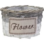 Koszykowa Osłonka na Kwiaty Flower średnia w kolorze szarym