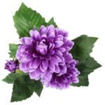 Gałązka sztucznych dalii w kolorze fioletowym - 5 szt., długość 78cm - obrazek 3