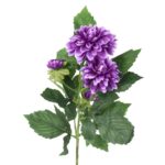 Gałązka sztucznych dalii w kolorze fioletowym - 5 szt., długość 78cm