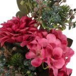 Bukiet płaski z hortensją 48 cm RÓŻOWY - obrazek 2