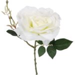 Sztuczna róża z pąkiem w białym kolorze 70 cm - obrazek 3
