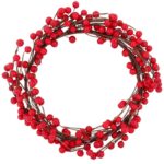 Wianek Świąteczny z Jarzębiny 25cm - Czerwony Dekoracyjny Stroik