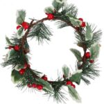Świąteczny Wianek Dekoracyjny z Jarzębiny i Gałązkami Świerku 20 cm