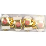 Zestaw 4 Złotych Bombek Plastikowych w Kształcie Rękawiczek z Brokatem 10 cm - obrazek 2